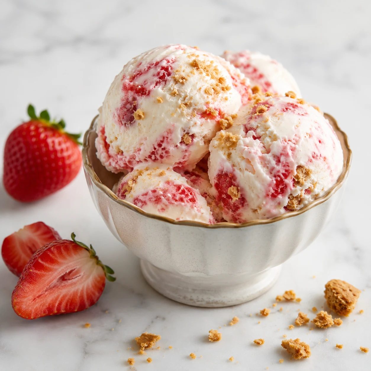 Recette Glace cheesecake fraise réalisée avec un Ninja Creami