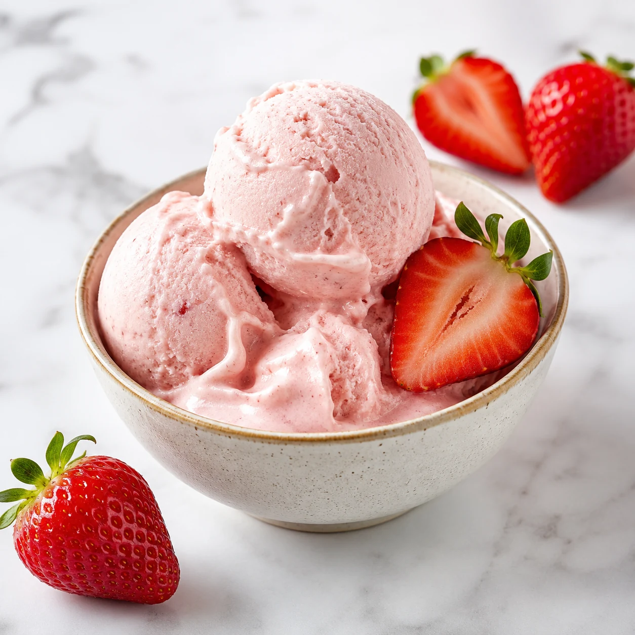 Recette Glace protéinée fraise skyr réalisée avec un Ninja Creami